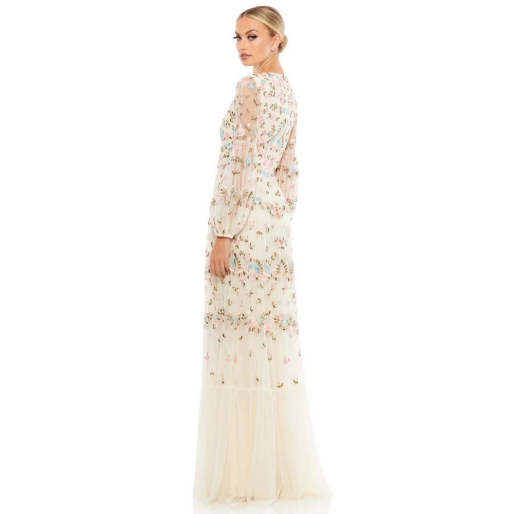 MAC DUGGAL EMBROIDERED BLOUSON SLEEVE GOWN size 12 - Picture 4 of 9